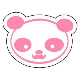 Young Panda Funny Moustache Sticker (Pink)